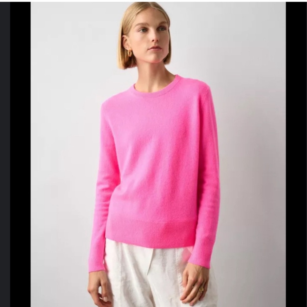 WHITE + WARREN Pink Essential Cashmere Crewneck XS